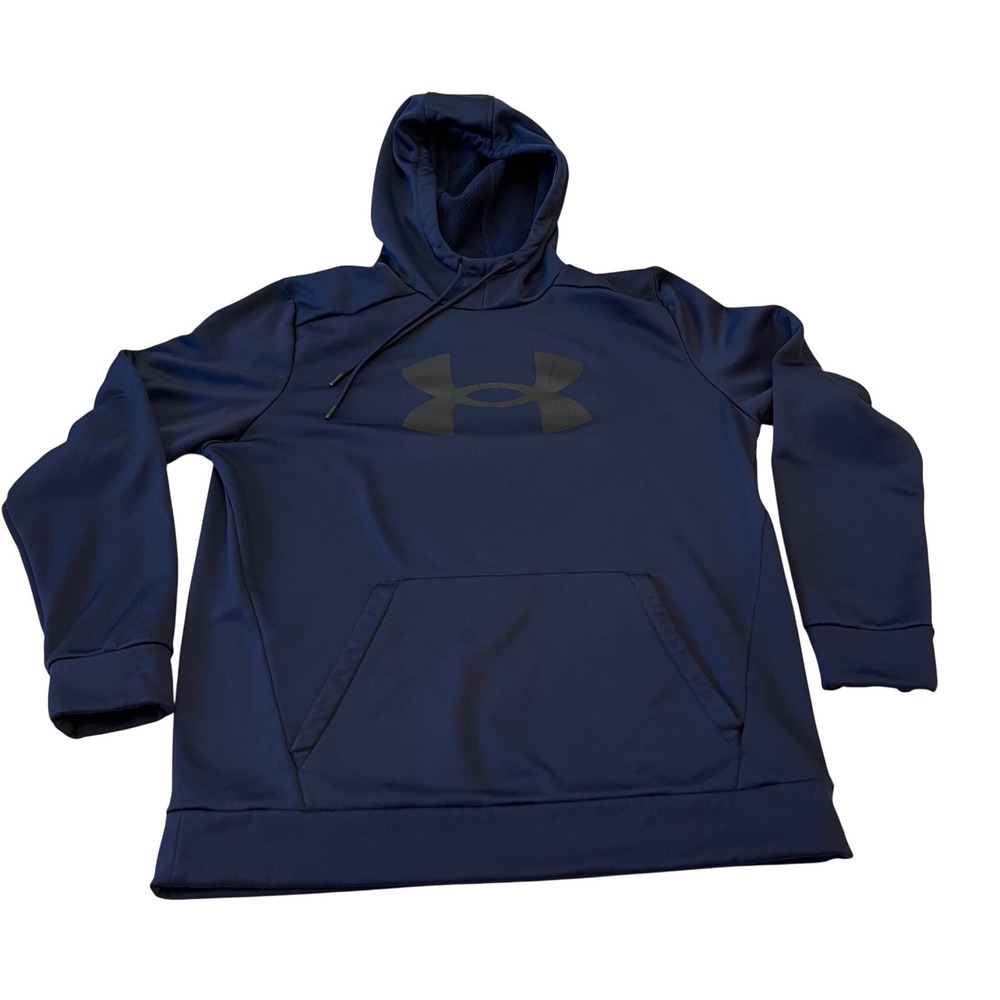 Under Armour Blue Hoodie Pullover Sweatshirt Loose Fit Tech Fleece Mens Large‎